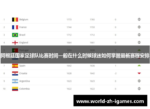 阿根廷国家足球队比赛时间一般在什么时候球迷如何掌握最新赛程安排